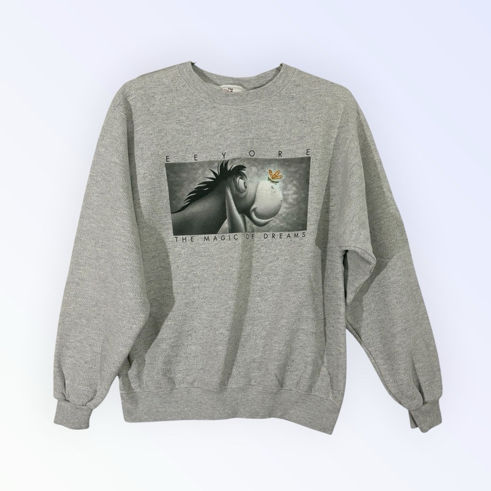 Vintage Disney Eeyore Sweatshirt Mens Medium Gray Fleece Magic Of Dreams 90s